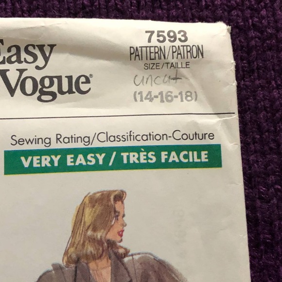 Vogue sewing pattern 7593 Womens suit maxi skirt pants sz 14 16 18 - Picture 2 of 8